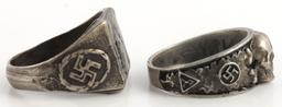 WWII GERMAN THIRD REICH SS HITLER RING LOT OF 2