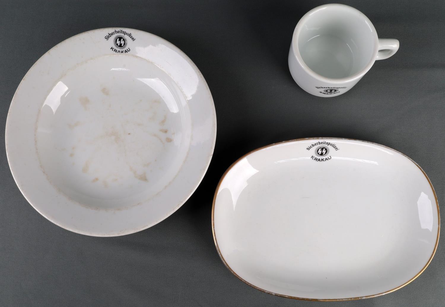 3 WWII GERMAN REICH SS KRAKAU PORCELAIN DINNERWARE