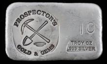 10 OZ SILVER BAR INGOT 999 FINE PROSPECTOR'S