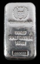 10 OZ SILVER BAR INGOT 999 FINE GERMANIA MINT