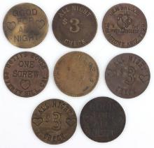 LOT OF 8 OLD WEST SALOON WHOREHOUSE TOKENS