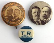 3 1896 MCKINLEY T ROOSEVELT CAMPAIGN BUTTON LOT