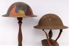 LOT 2 WWI US ARMY M1917 CAMOUFLAGE BRODIE HELMETS