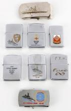 8 ZIPPO LIGHTER & BUCKLE LOT NAVY VIETNAM HILTON