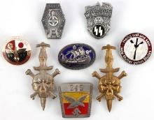 LOT OF 8 WWII GERMAN THIRD REICH SS BADGES