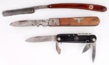 WWII GERMAN WAFFEN SS KNIFE RAZOR LOT OF 3