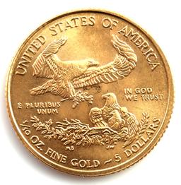 2010 GOLD 1/10 OZT OUNCE AMERICAN EAGLE BU COIN