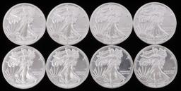 LOT OF 8 SILVER BULLION 1 OZT ROUNDS LIBERTY