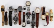 LOT OF 15 MEN'S WATCHES CITIZEN TIMEX WENGER SEIKO