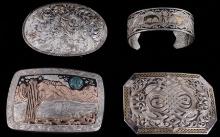 LOT OF 4 MONTANA SILVERSMITH BELT BUCKLES