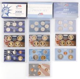 2008 TO 2019 U.S. MINT PROOF 12 SET LOT