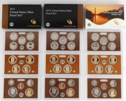 2008 TO 2019 U.S. MINT PROOF 12 SET LOT