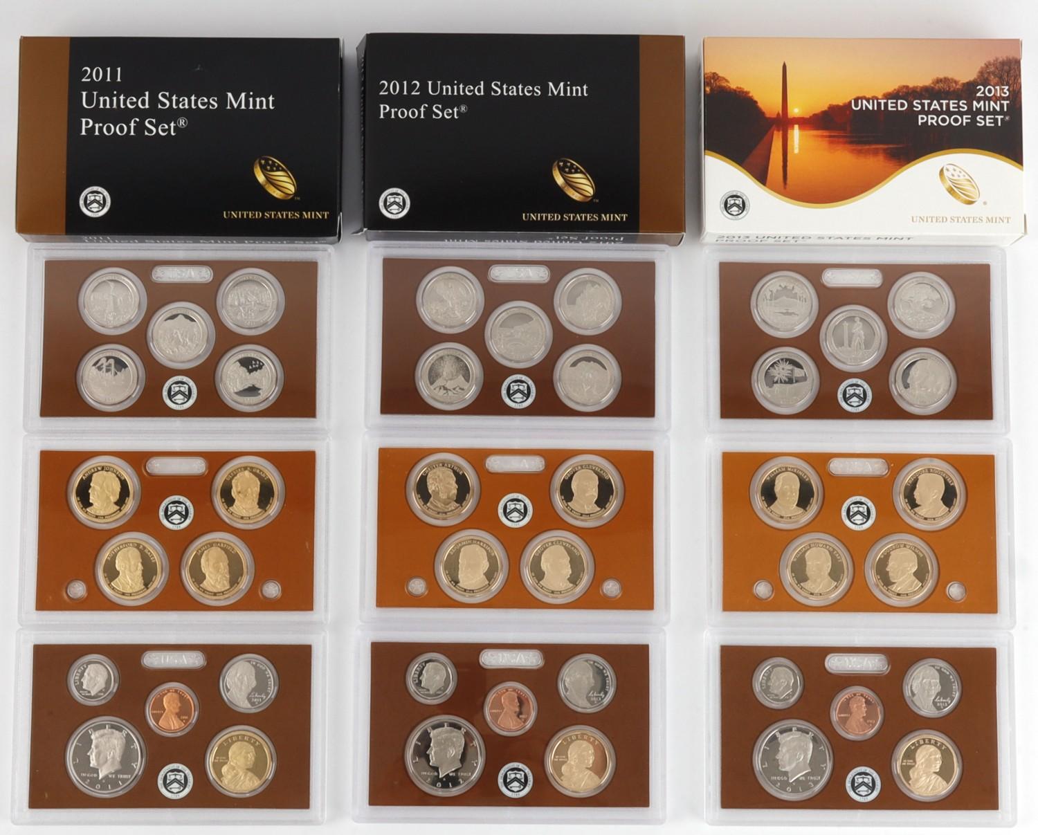 2008 TO 2019 U.S. MINT PROOF 12 SET LOT