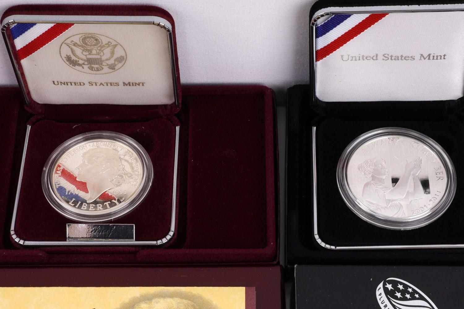 SILVER COMMEMORATIVE COINS MIXED US MINT LOT 10