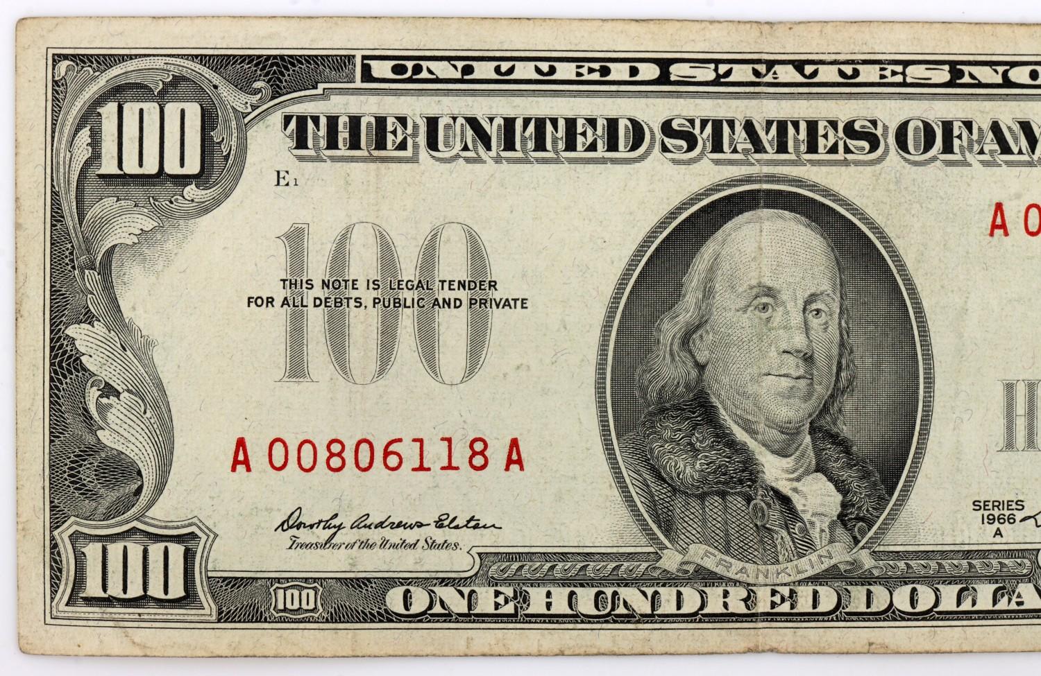 1928 SERIES $50 & 1966 $100 BANKNOTE LOT