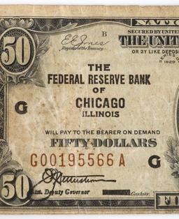 2 NATIONAL CURRENCY CHICAGO 1929 SERIES $50 & $100