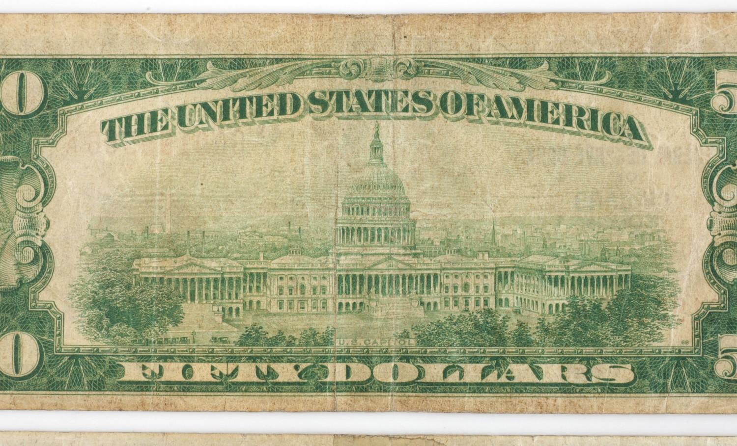 2 NATIONAL CURRENCY CHICAGO 1929 SERIES $50 & $100