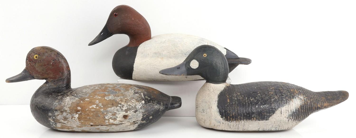 3 ANTIQUE WOOD DUCK DECOY LOT 1 SIGNED 1 OREGON