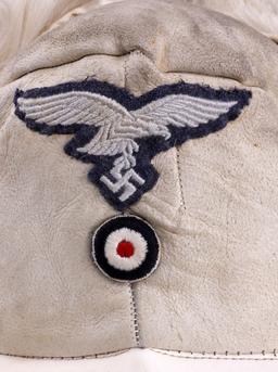 WWII GERMAN LUFTWAFFE COLD WEATHER RABBIT FUR HAT