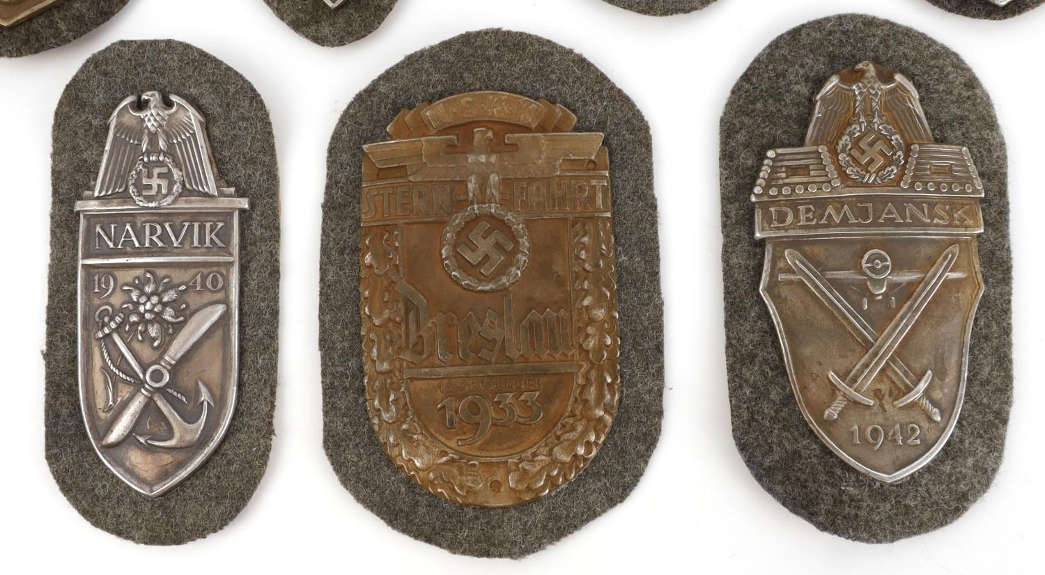 WWII GERMAN THIRD REICH CAMPAIGN SHIELDS LOT OF 7