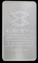 ELEMETAL 10 OZT OUNCE .999 SILVER BAR INGOT