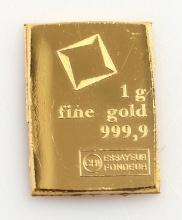 1 GRAM .999 FINE GOLD BAR ESSAYEUR