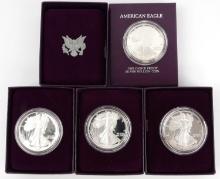 AMERICAN EAGLE SILVER PROOF LOT OF 4 MIXED DATE