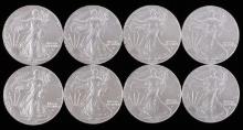LOT OF 8 2022 1 OZT SILVER AMERICAN EAGLE BU COINS