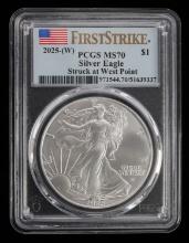 2025 W PCGS MS70 SILVER AMERICAN EAGLE COIN
