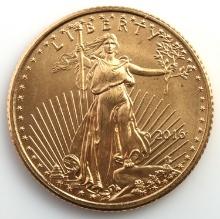 2016 GOLD 1/10 OZT OUNCE AMERICAN EAGLE BU COIN