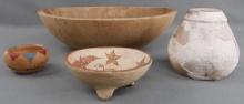 WOOD MUNISING BOWL & CERAMIC LOT