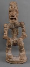 PRECOLUMBIAN TAINO SITTING MALE EFFIGY WOOD