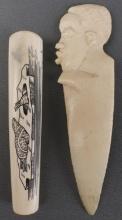 ANTIQUE LETTER OPENER KNIFE HILT IVORY LOT OF 2