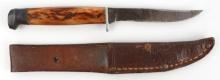 6 INCH ANTIQUE BONE HANDLE FIXED BLADE KNIFE