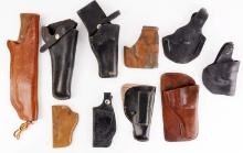 VINTAGE GENUINE LEATHER HANDGUN HOLSTER LOT OF 10