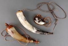 LOT OF 3 VINTAGE POWDER SMALL AND LARGE HORNS