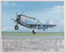 SIGNED PAINTING OF A LOCKHEED P-47 THUNDERBOLT