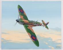 PAINTING OF A SUPERMARINE SPITFIRE RAY WADDEY