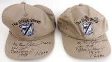 BLACK SHEEP VMF-214 HARRY JOHNSON SIGNED CAP LOT
