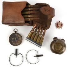 LOT OF 10 MOSIN NAGANT CARTRIDGE POUCH & RELICS