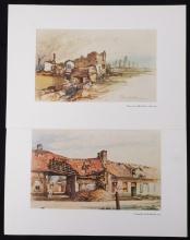 LOT OF 2 WWII GERMAN REICH AQUARELLE PRINTS