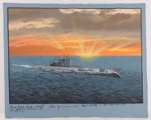 PAINTING OF U BOAT SIGNED BY HANS GEORG HESS