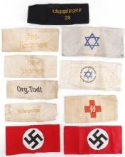 LOT OF 10 WWII GERMAN THIRD REICH ARMBANDS