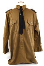 WWII GERMAN SS TAN BROWN SHIRT W/ TIE & STICK PIN