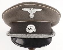 WWII GERMAN THIRD REICH SS OFFICER VISOR CAP