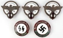 WWII GERMAN THIRD REICH BADGES LOT OF 5 HJ NSDAP