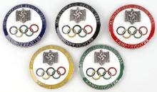 LOT OF 5 WWII GERMAN THIRD REICH OLYMPIC BADGES