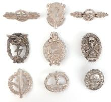 WWII GERMAN THIRD REICH WEHRMACHT BADGES LOT OF 9
