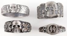 WWII GERMAN THIRD REICH SILVER RINGS LOT OF 4