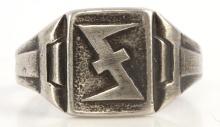 WWII GERMAN REICH ENGRAVED WOLFSANGEL RING